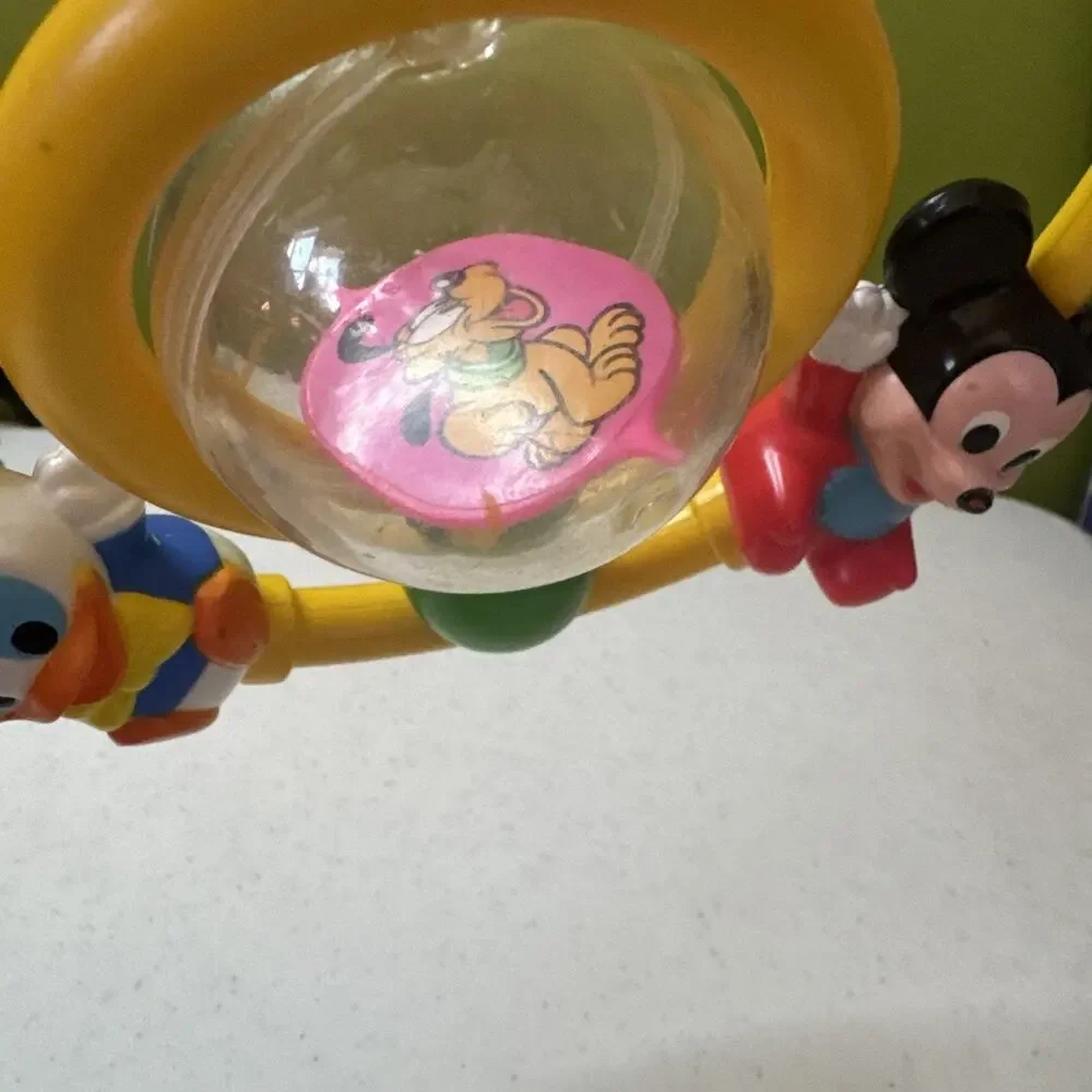 1985 Disney Baby Rattle Ball Ring Toy Vintage‎ Mickey Donald Pluto Shapes